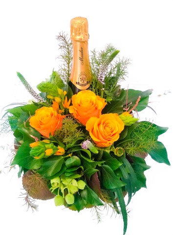 Blumenkorb mit Mauler Champagner, Blumenbouquet, Verdissimo Zollikerberg Verdissimo Shop